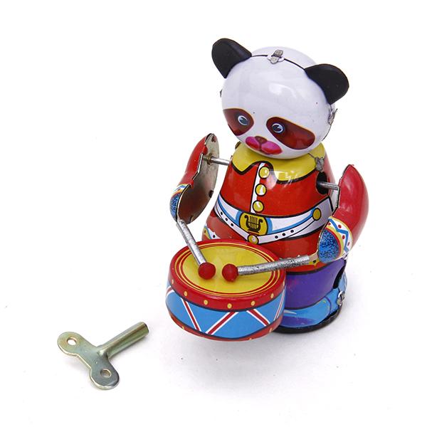 Vintage And Collectible Toys - 손으로 돌리는 시계태엽식 판다 드러머 장난감