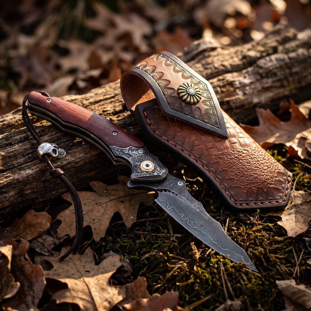 Vintage Collectible Pocket Knives - 빈티지 각인 접이식 나이프 다마스커스 패턴