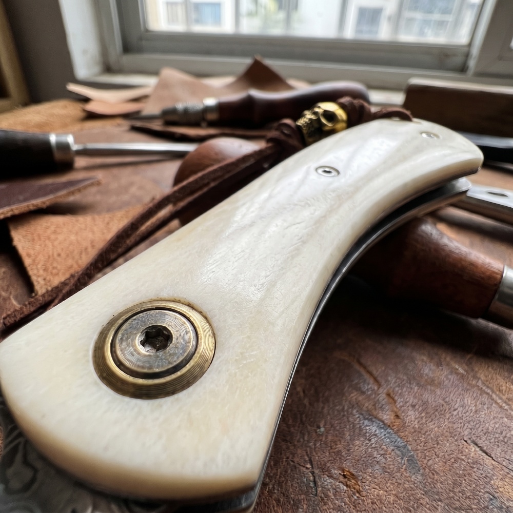 빈티지 다마스커스강 소형 접이식 나이프, 소뼈 손잡이, - Vintage Collectible Pocket Knives 리뷰 및 가격