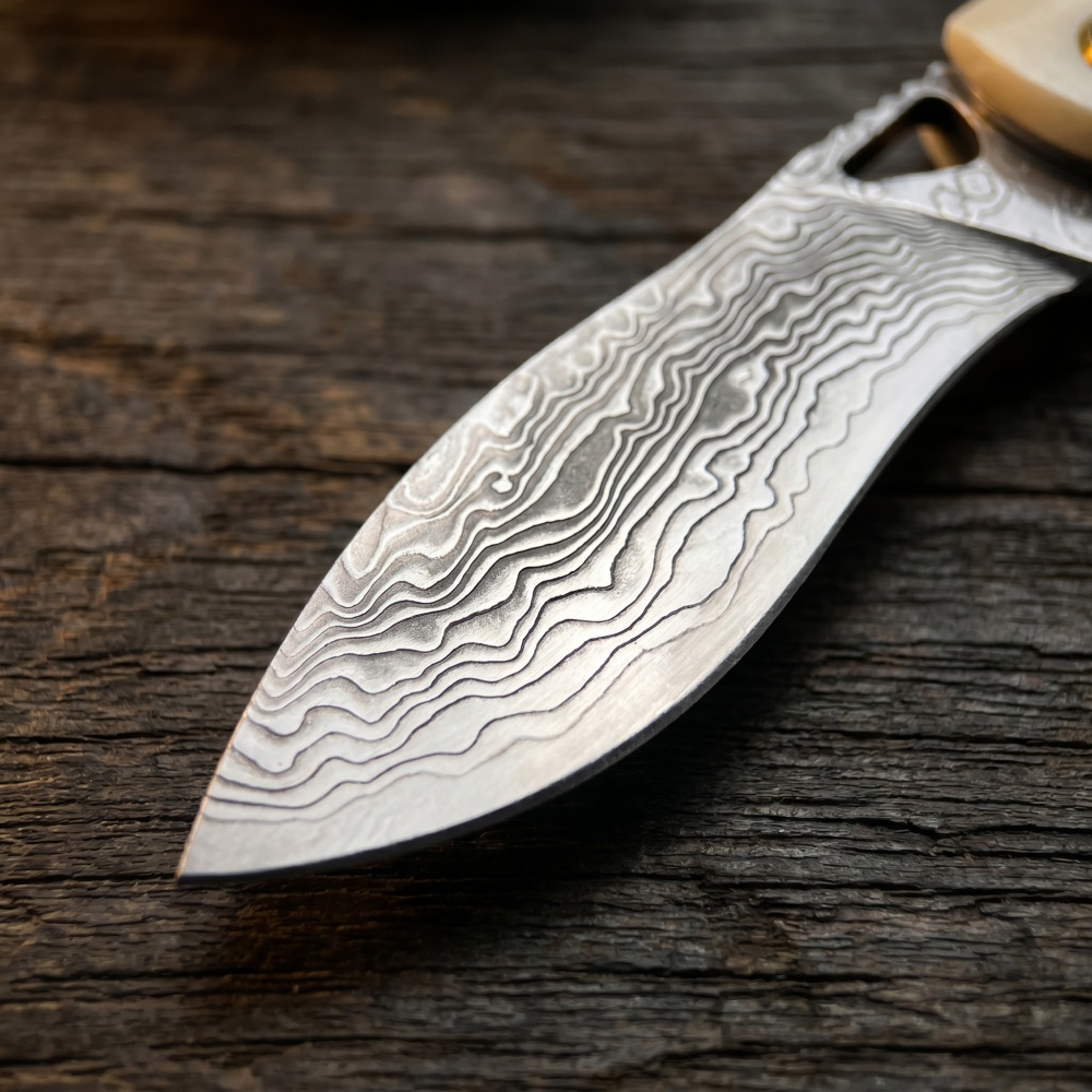 빈티지 다마스커스강 소형 접이식 나이프, 소뼈 손잡이, - Vintage Collectible Pocket Knives 리뷰 및 가격