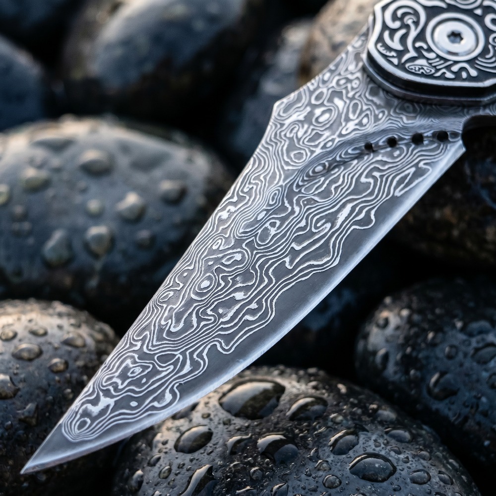 새로운 빈티지 다마스커스 패턴 블레이드 접이식 나이프, - Vintage Collectible Pocket Knives 리뷰 및 가격